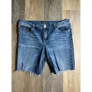 L.E.I. Sophia Hiphugger Shorts Juniors 17 Blue Excellent Frayed Hem Bermuda